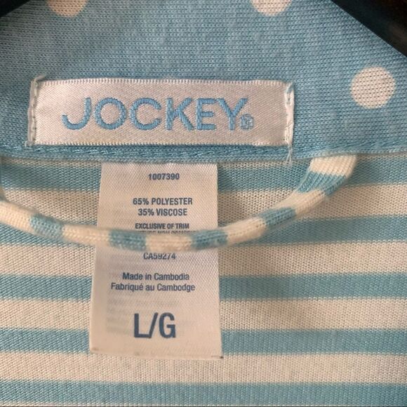 Jockey White Blue Stripes Dot Lightweight Jersey Crossover Robe - Picture 5 of 6